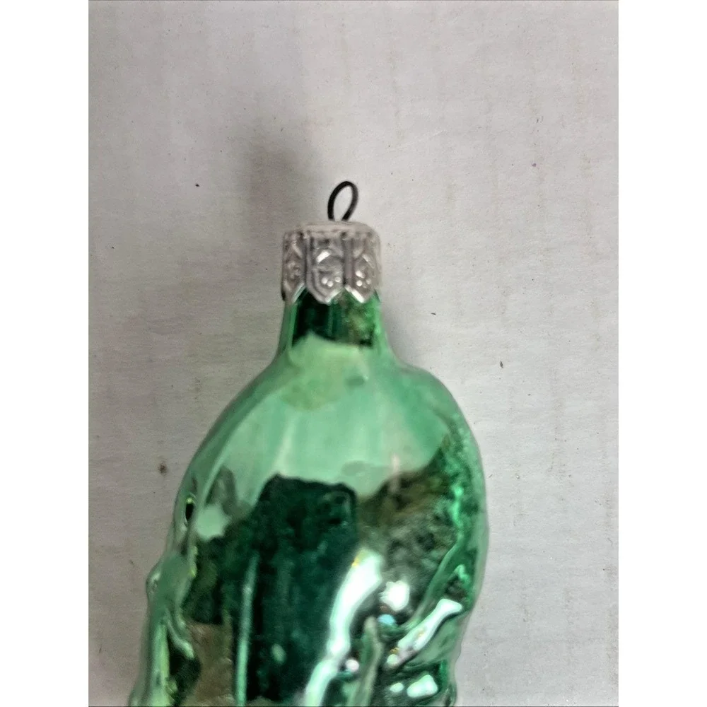 2 Vintage Hand Blown Glass Pickle Ornaments Christmas Holiday